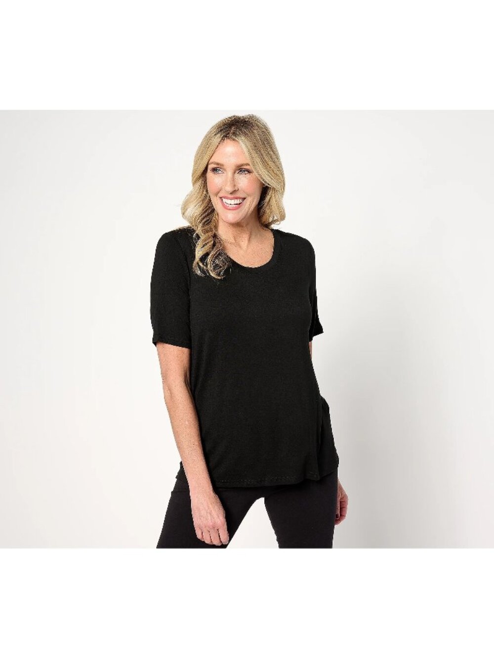 Zuda Top Large Scoop Neck Short Sleeve Top with Keyhole Back Black Gothic NEW